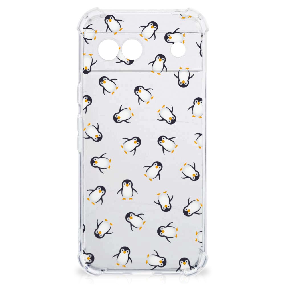 Google Pixel 8A Doorzichtige Silicone Hoesje Pinguïn achterkant design