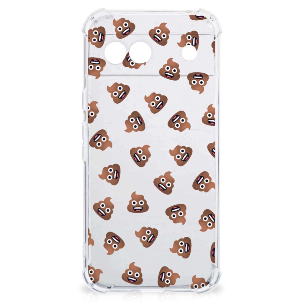 Google Pixel 8A Doorzichtige Silicone Hoesje voor Google Pixel 8A Poep Emojis design poep emojis aanzicht