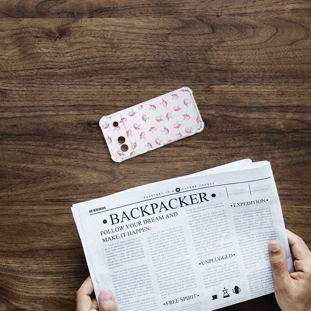 Google Pixel 8A Doorzichtige Silicone Hoesje voor Google Pixel 8A Unicorns aanzicht