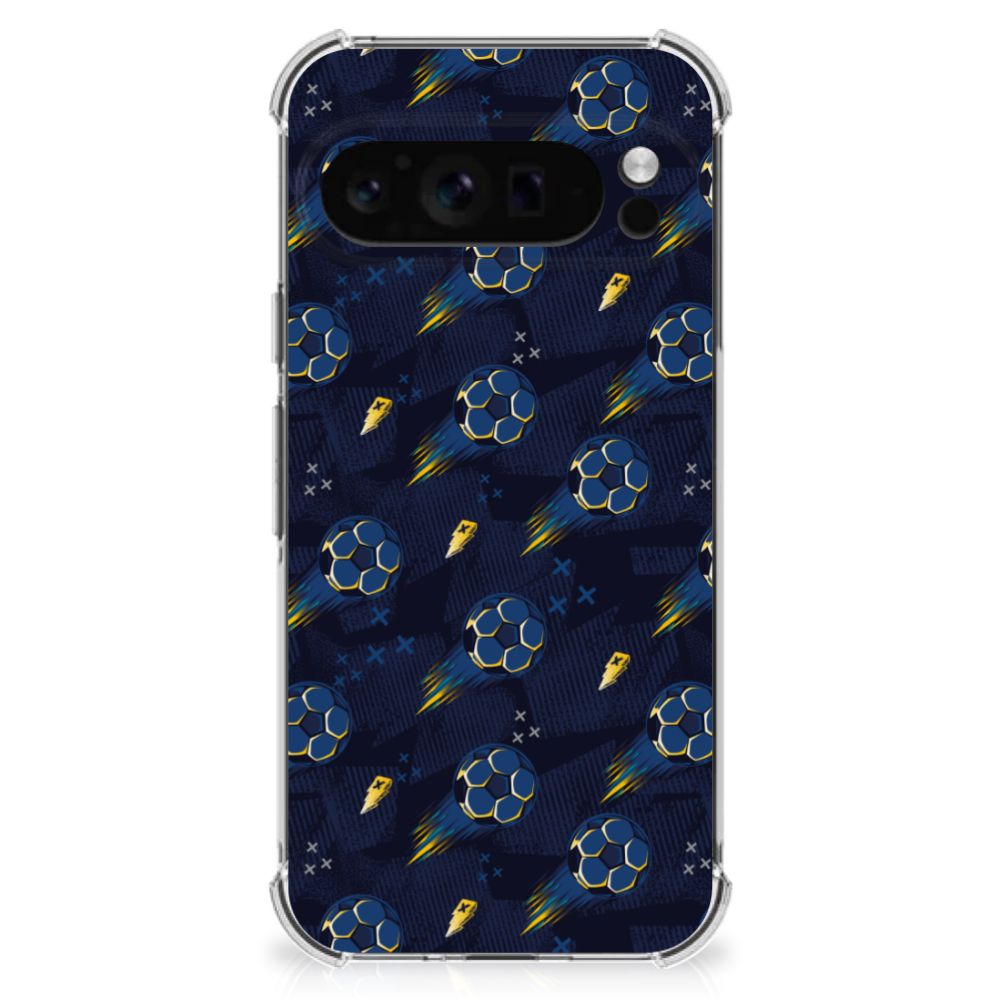 Doorzichtige Silicone Hoesje voor Google Pixel 9 Pro XL Voetbal design voetbal aanzicht