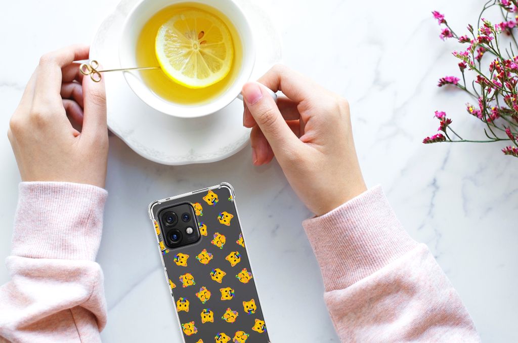 Doorzichtige Silicone Hoesje voor Motorola Edge 40 Pro Katten Emojis B2C Telecom