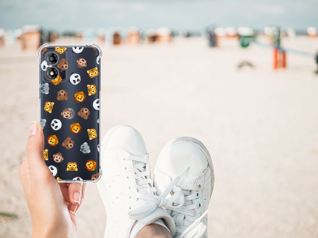 Doorzichtige Silicone Hoesje voor Motorola Moto E13 Dieren Emojis B2C Telecom