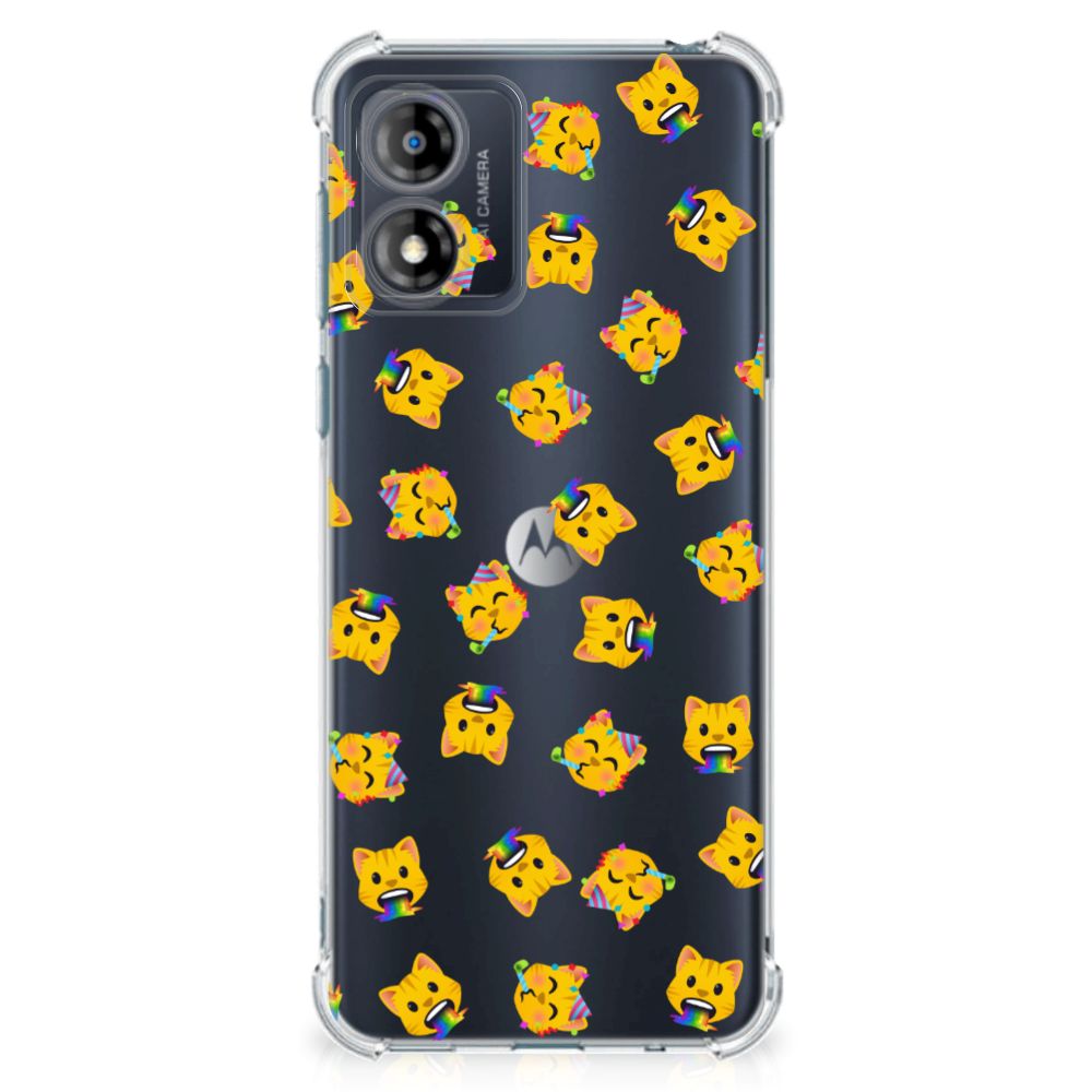 Doorzichtige Silicone Hoesje voor Motorola Moto E13 Katten Emojis B2C Telecom