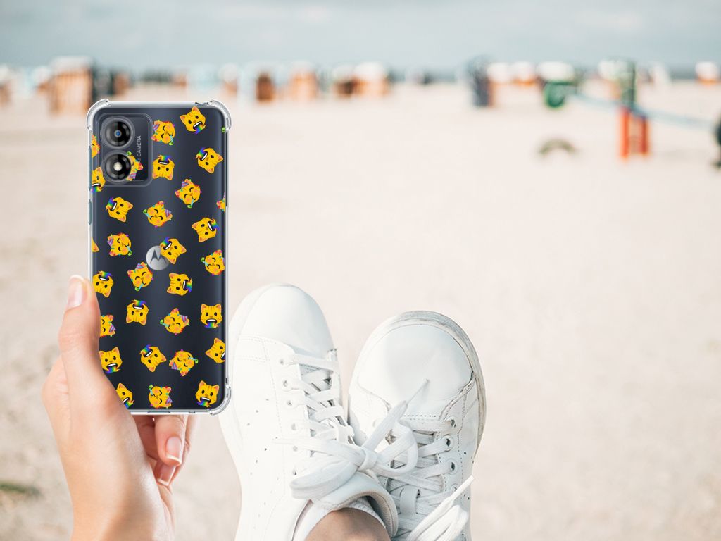 Doorzichtige Silicone Hoesje voor Motorola Moto E13 Katten Emojis B2C Telecom