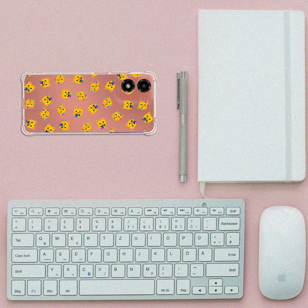 Doorzichtige Silicone Hoesje voor Motorola Moto G24 | G24 Power | G04 Katten Emojis B2C Telecom