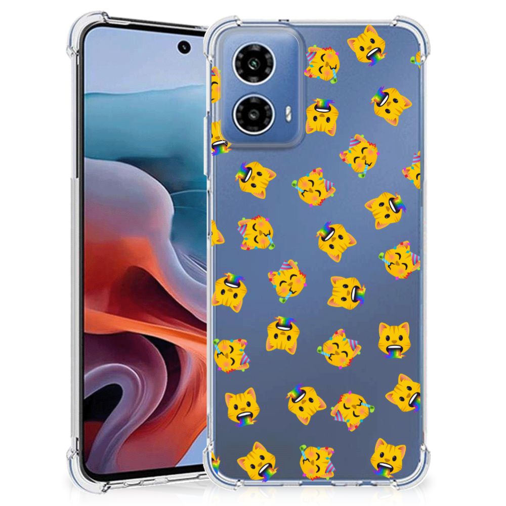 Doorzichtige Silicone Hoesje voor Motorola Moto G34 Katten Emojis B2C Telecom