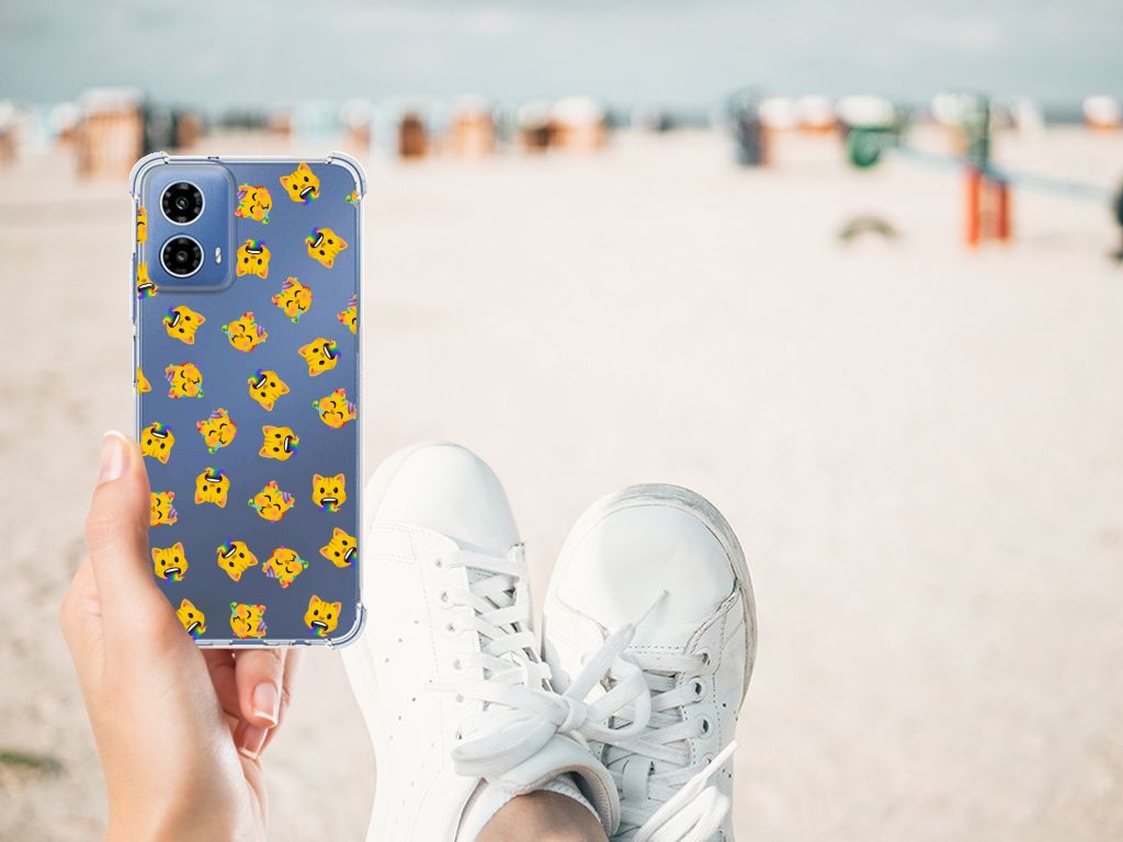 Doorzichtige Silicone Hoesje voor Motorola Moto G34 Katten Emojis B2C Telecom