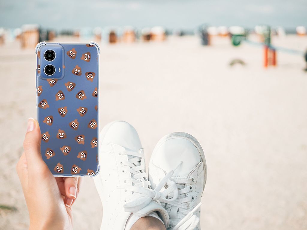 Doorzichtige Silicone Hoesje voor Motorola Moto G34 Poep Emojis B2C Telecom
