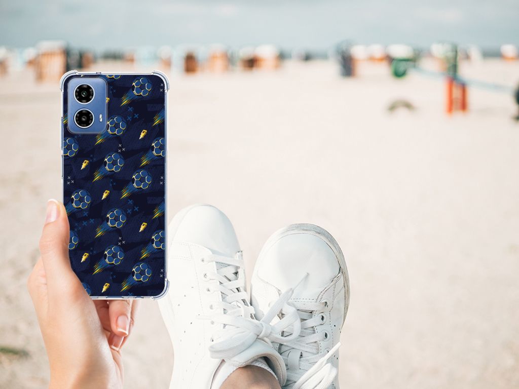 Doorzichtige Silicone Hoesje voor Motorola Moto G34 Voetbal B2C Telecom