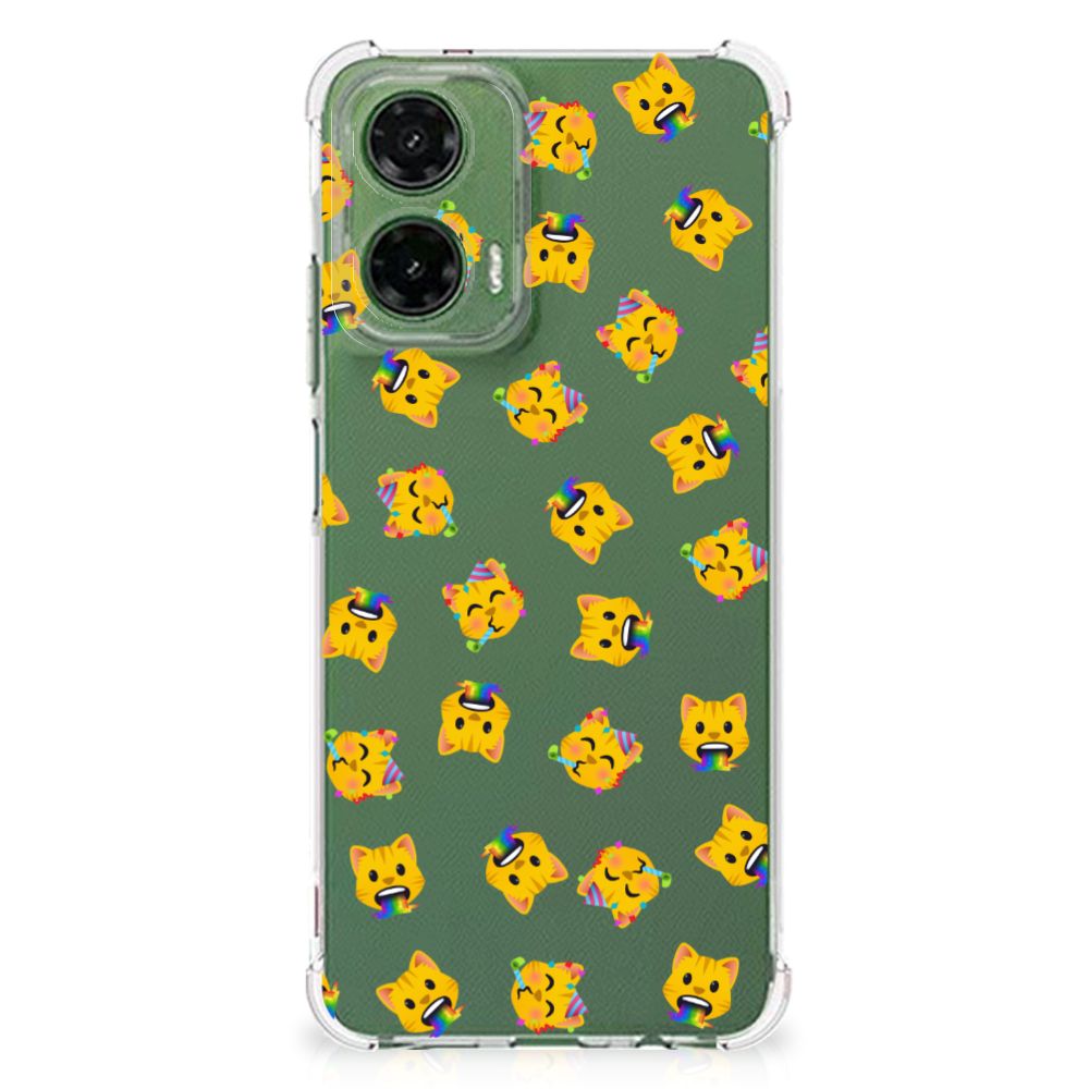 Motorola Moto G35 Doorzichtige Silicone Hoesje Katten Emojis achterkant