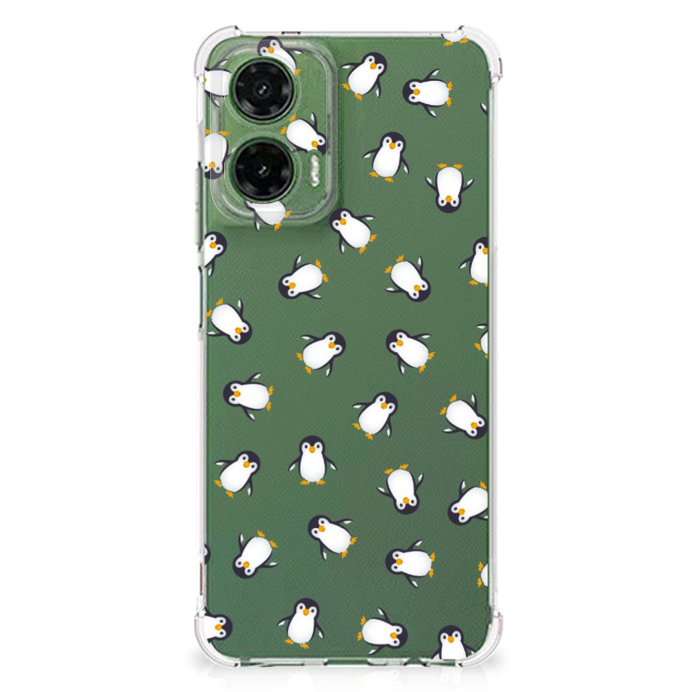Motorola Moto G35 Doorzichtige Silicone Hoesje Pinguïn achterkant