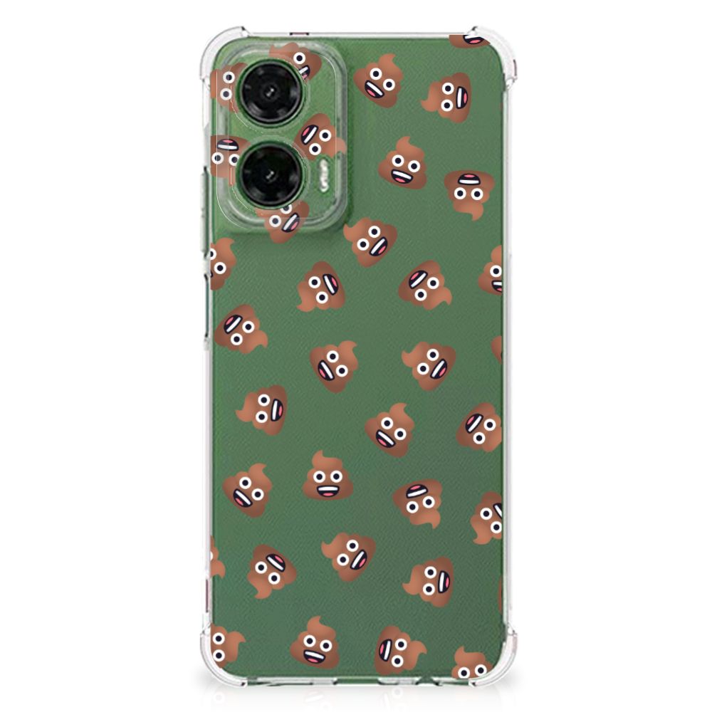 Motorola Moto G35 Doorzichtige Silicone Hoesje Poep Emojis achterkant