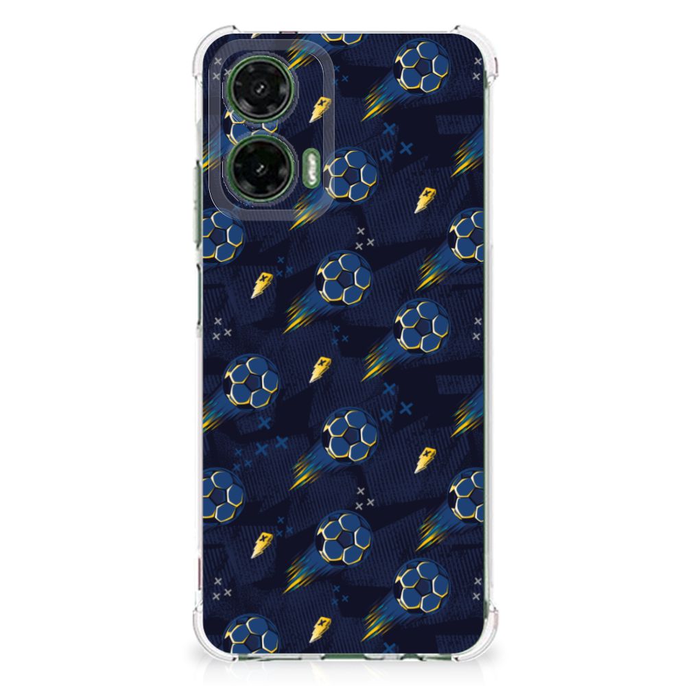 Motorola Moto G35 Doorzichtige Silicone Hoesje Voetbal achterkant