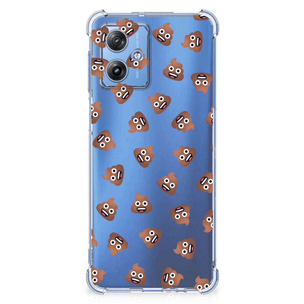 Motorola Moto G54 Doorzichtige Silicone Hoesje Poep Emojis boven