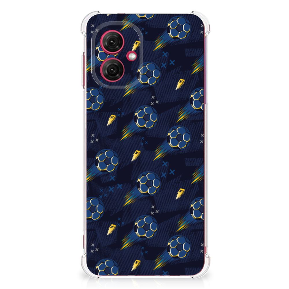 Motorola Moto G55 Doorzichtige Silicone Hoesje Voetbal aanzicht