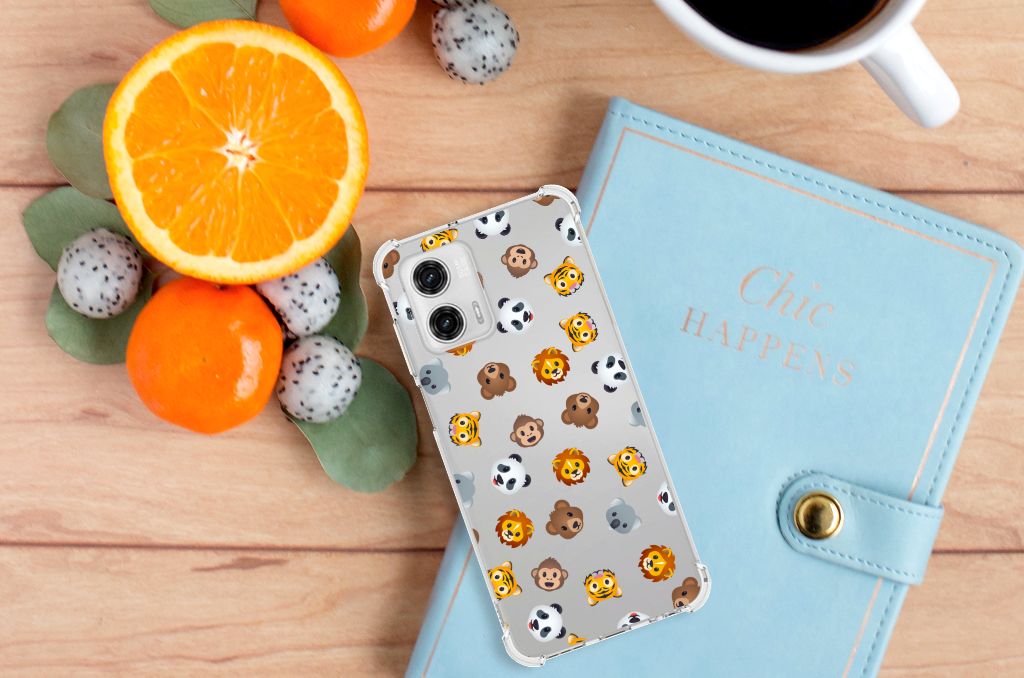 Doorzichtige Silicone Hoesje voor Motorola Moto G73 Dieren Emojis B2C Telecom
