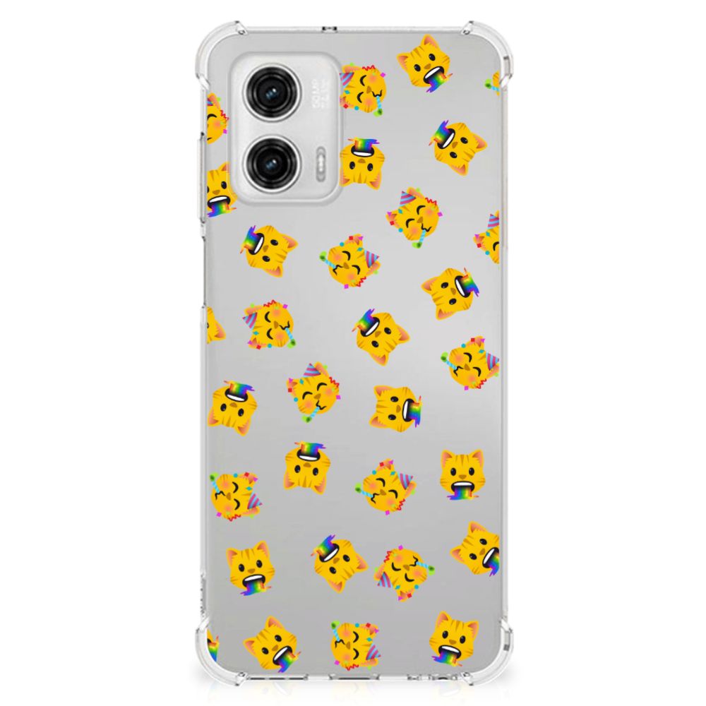 Doorzichtige Silicone Hoesje voor Motorola Moto G73 Katten Emojis B2C Telecom