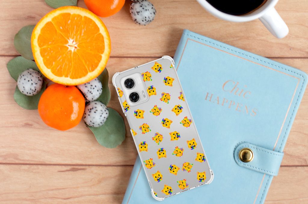 Doorzichtige Silicone Hoesje voor Motorola Moto G73 Katten Emojis B2C Telecom