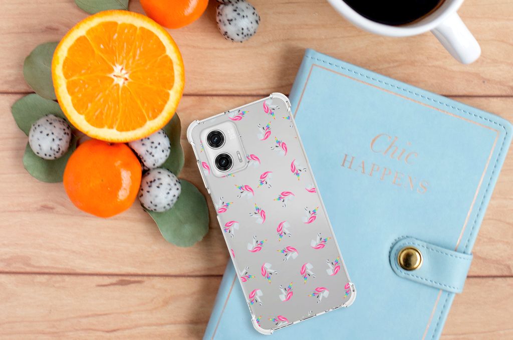 Doorzichtige Silicone Hoesje voor Motorola Moto G73 Unicorns B2C Telecom