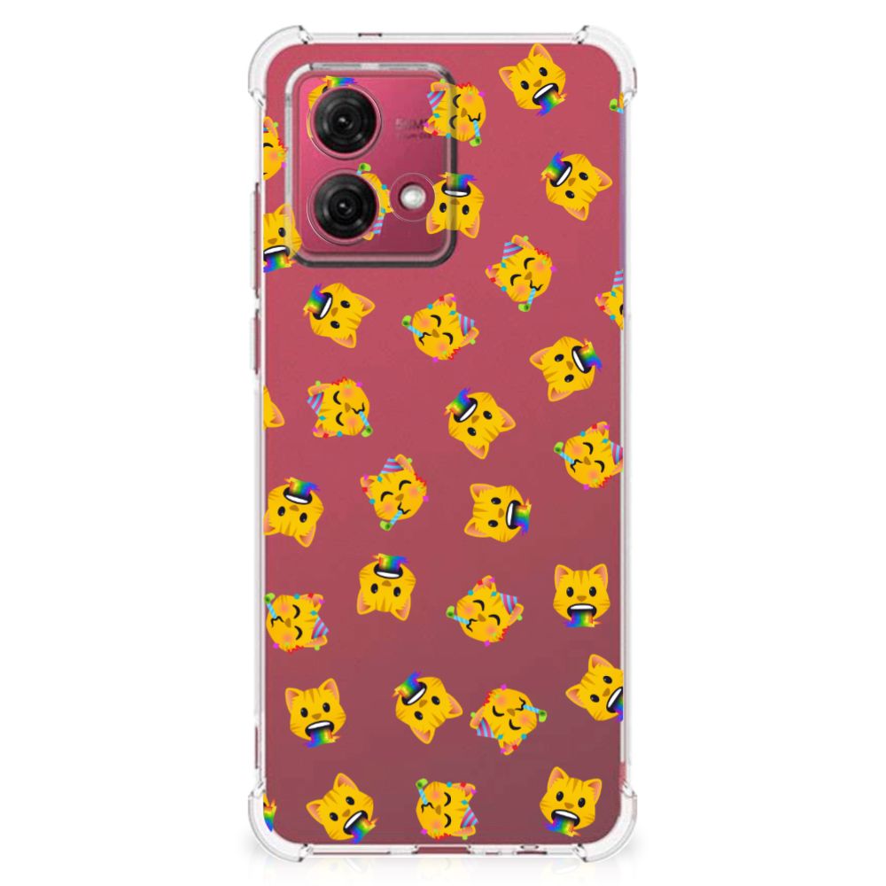 Motorola Moto G84 Doorzichtige Silicone Hoesje Katten Emojis aanzicht