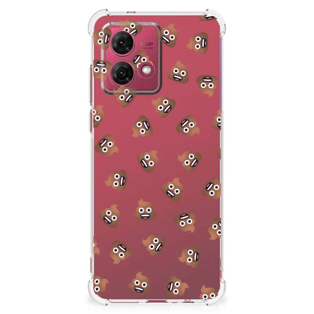 Motorola Moto G84 Doorzichtige Silicone Hoesje Poep Emojis achterkant