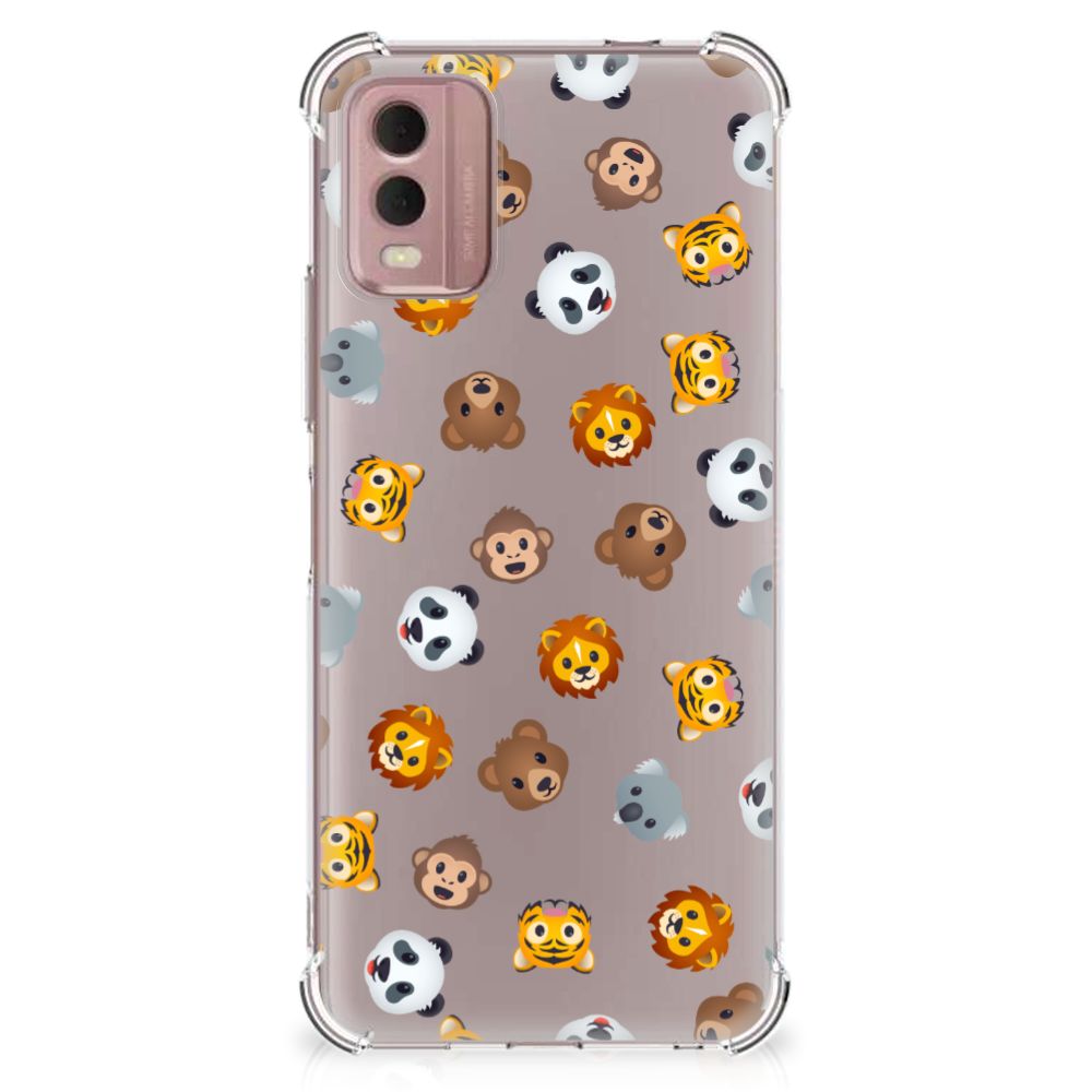 Doorzichtige Silicone Hoesje voor Nokia C32 Dieren Emojis B2C Telecom
