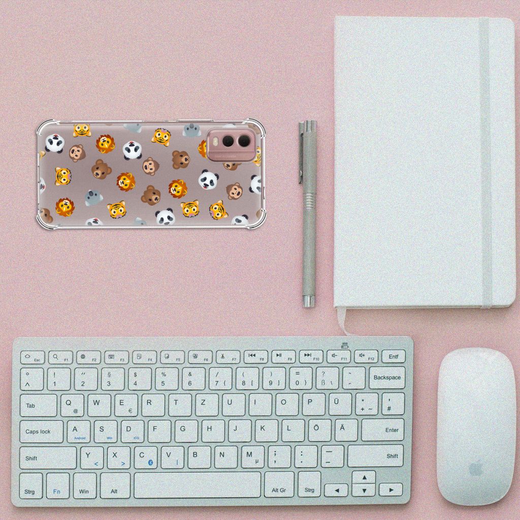 Doorzichtige Silicone Hoesje voor Nokia C32 Dieren Emojis B2C Telecom