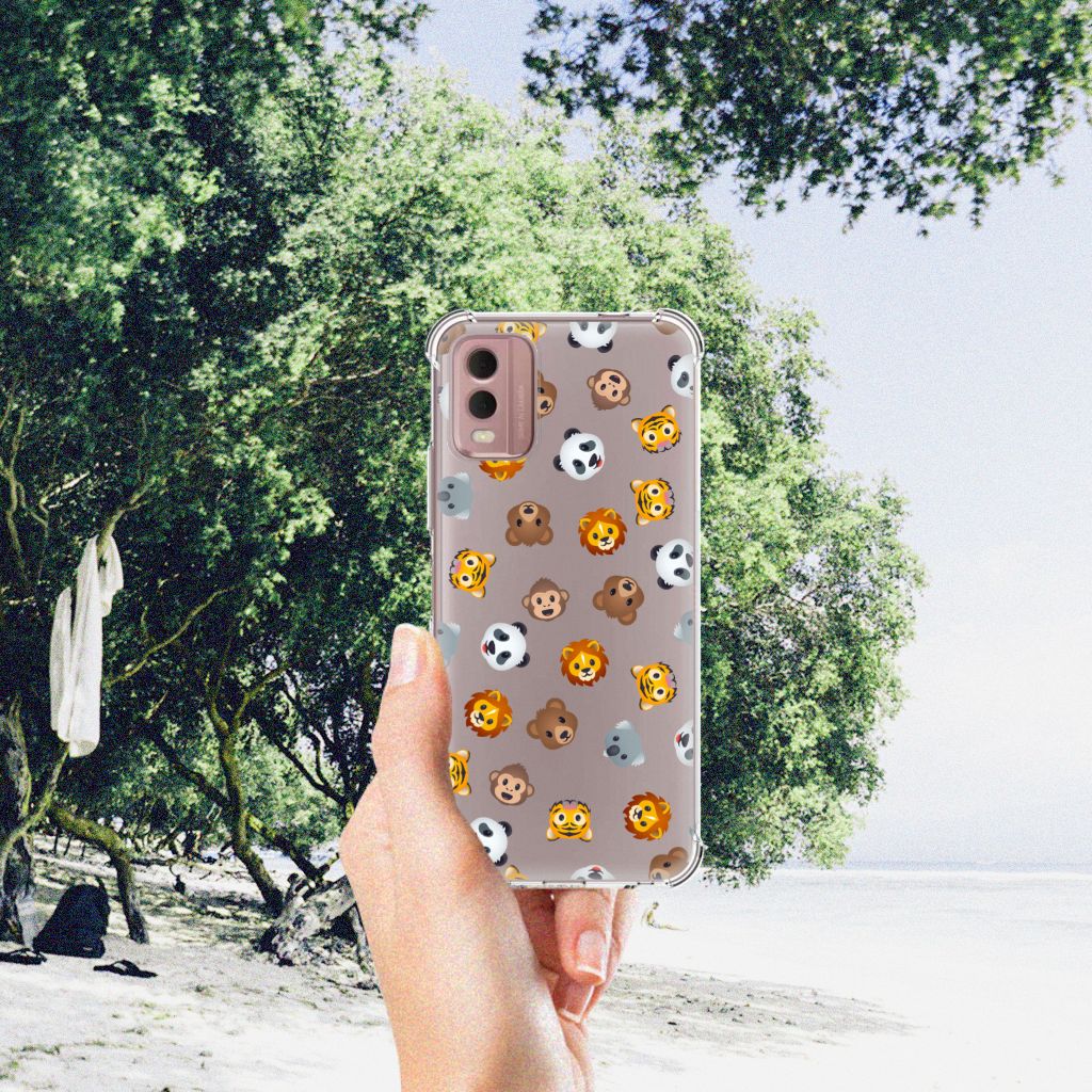 Doorzichtige Silicone Hoesje voor Nokia C32 Dieren Emojis B2C Telecom
