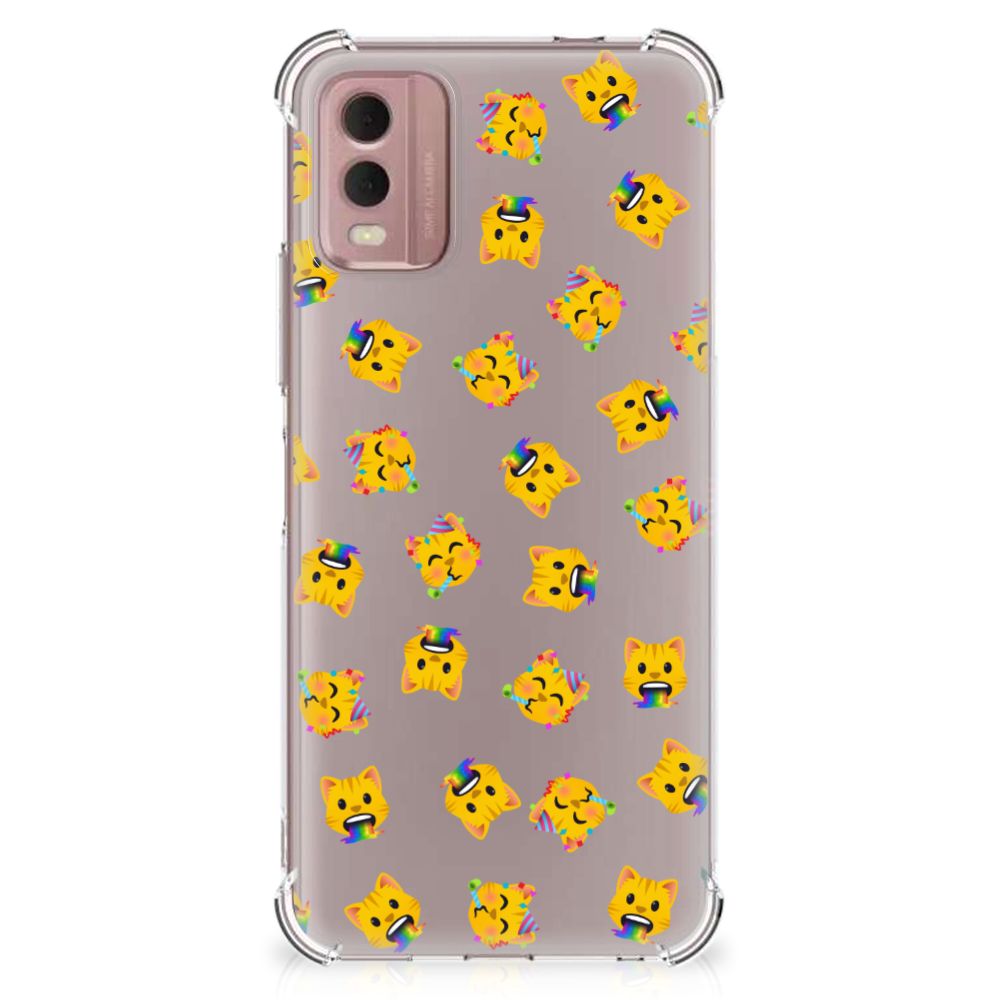Doorzichtige Silicone Hoesje voor Nokia C32 Katten Emojis B2C Telecom