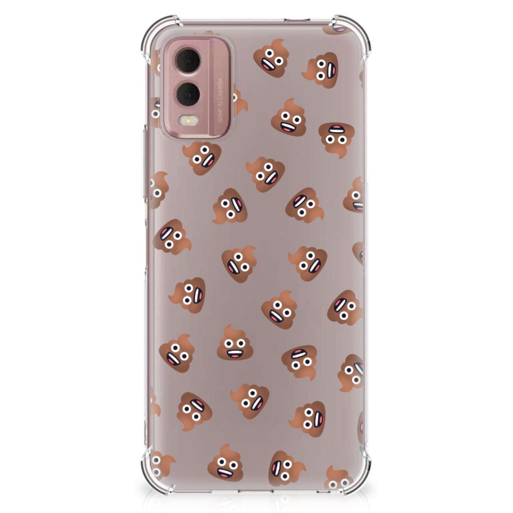 Doorzichtige Silicone Hoesje voor Nokia C32 Poep Emojis B2C Telecom