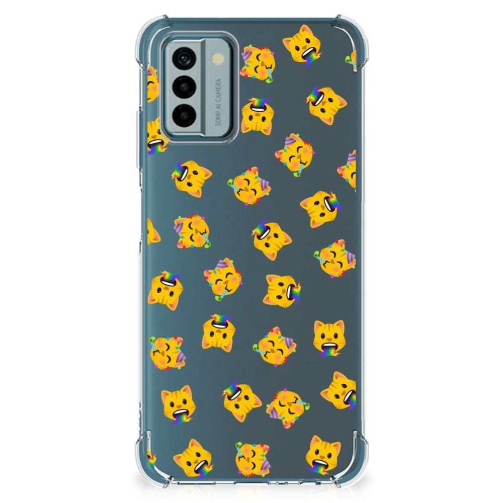Nokia G22 Doorzichtige Silicone Hoesje Katten Emojis design achterzijde