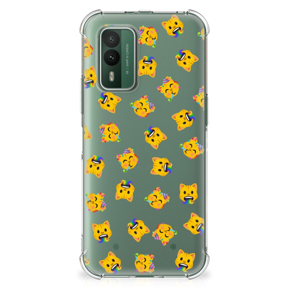 Doorzichtige Silicone Hoesje voor Nokia XR21 Katten Emojis B2C Telecom