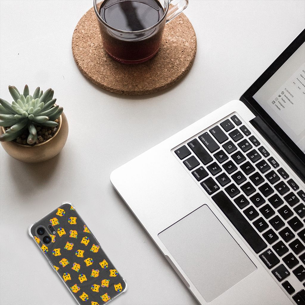 Doorzichtige Silicone Hoesje voor Nothing Phone (2) Katten Emojis B2C Telecom