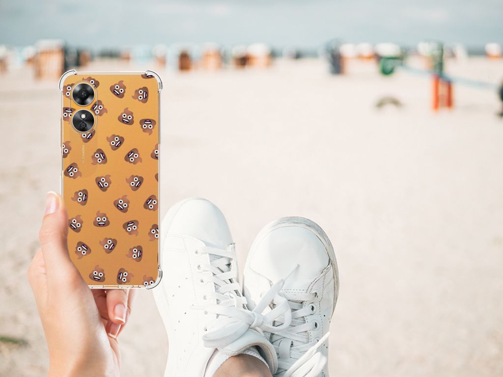 Doorzichtige Silicone Hoesje voor OPPO A17 Poep Emojis B2C Telecom