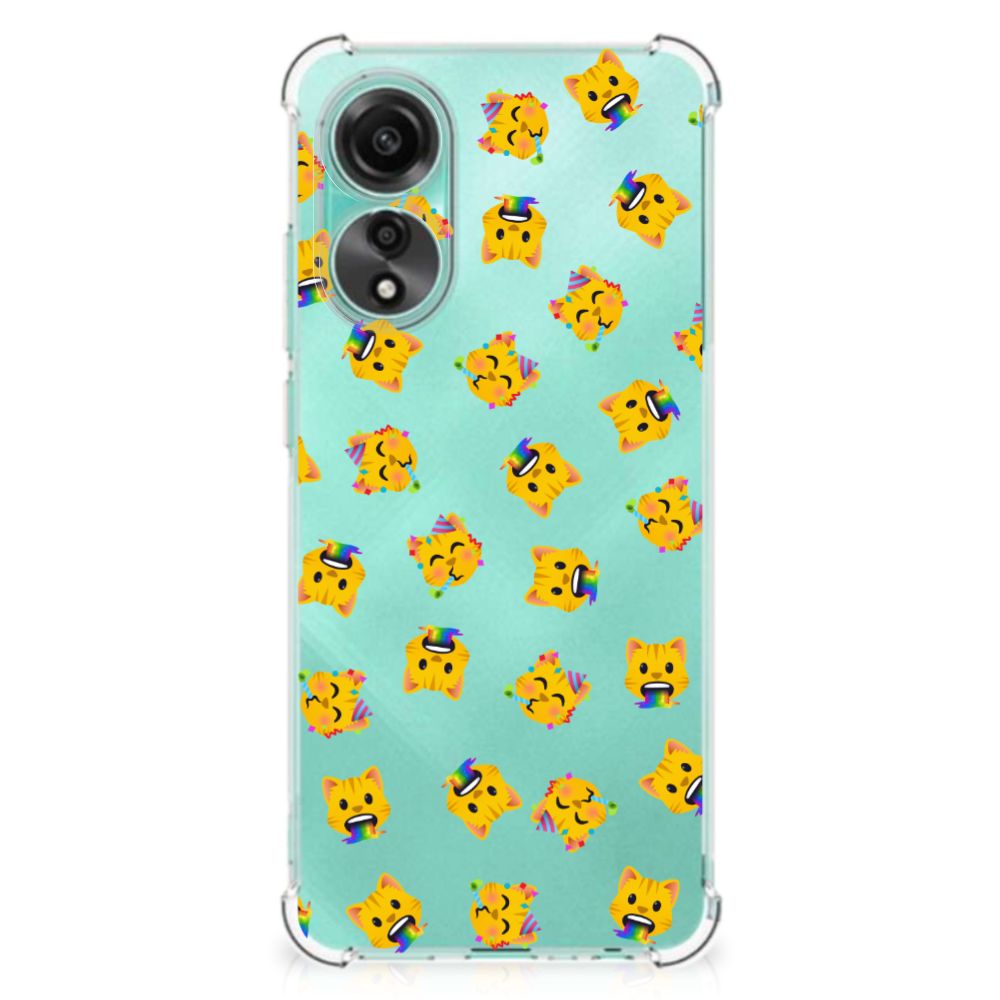 Doorzichtige Silicone Hoesje voor OPPO A78 4G Katten Emojis B2C Telecom