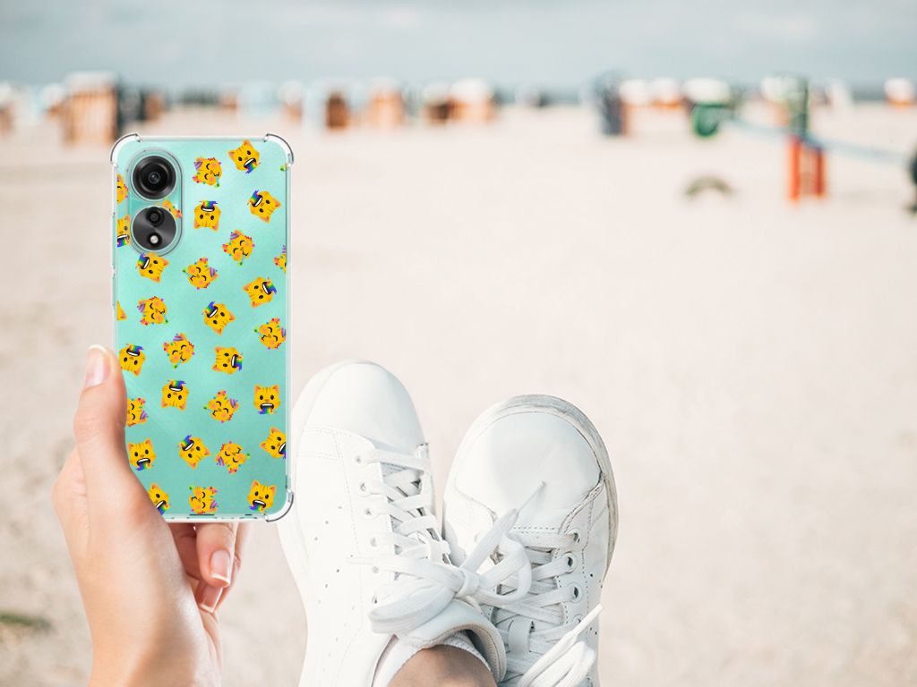 Doorzichtige Silicone Hoesje voor OPPO A78 4G Katten Emojis B2C Telecom