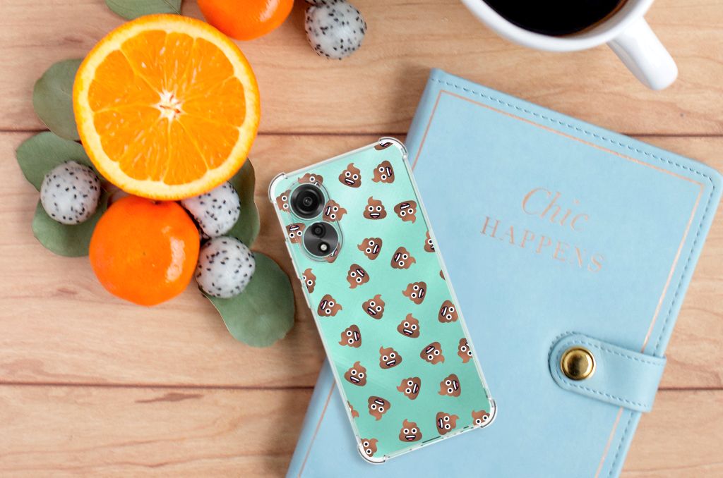 Doorzichtige Silicone Hoesje voor OPPO A78 4G Poep Emojis B2C Telecom