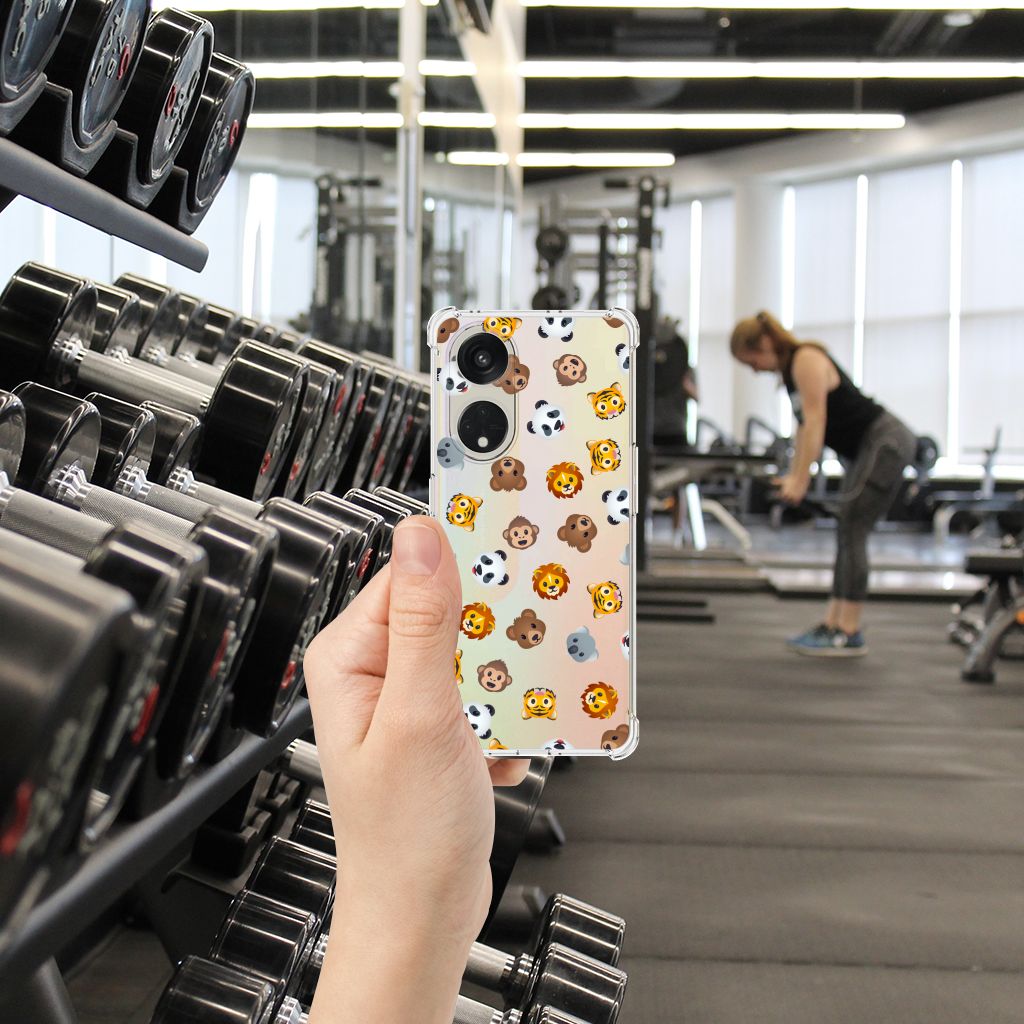 OPPO A98 Doorzichtige Silicone Hoesje voor OPPO A98 Dieren Emojis aanzicht