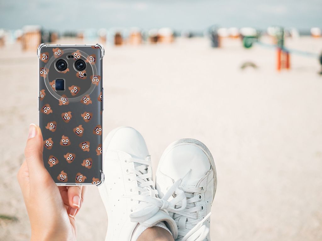 Doorzichtige Silicone Hoesje voor OPPO Find X6 Poep Emojis B2C Telecom