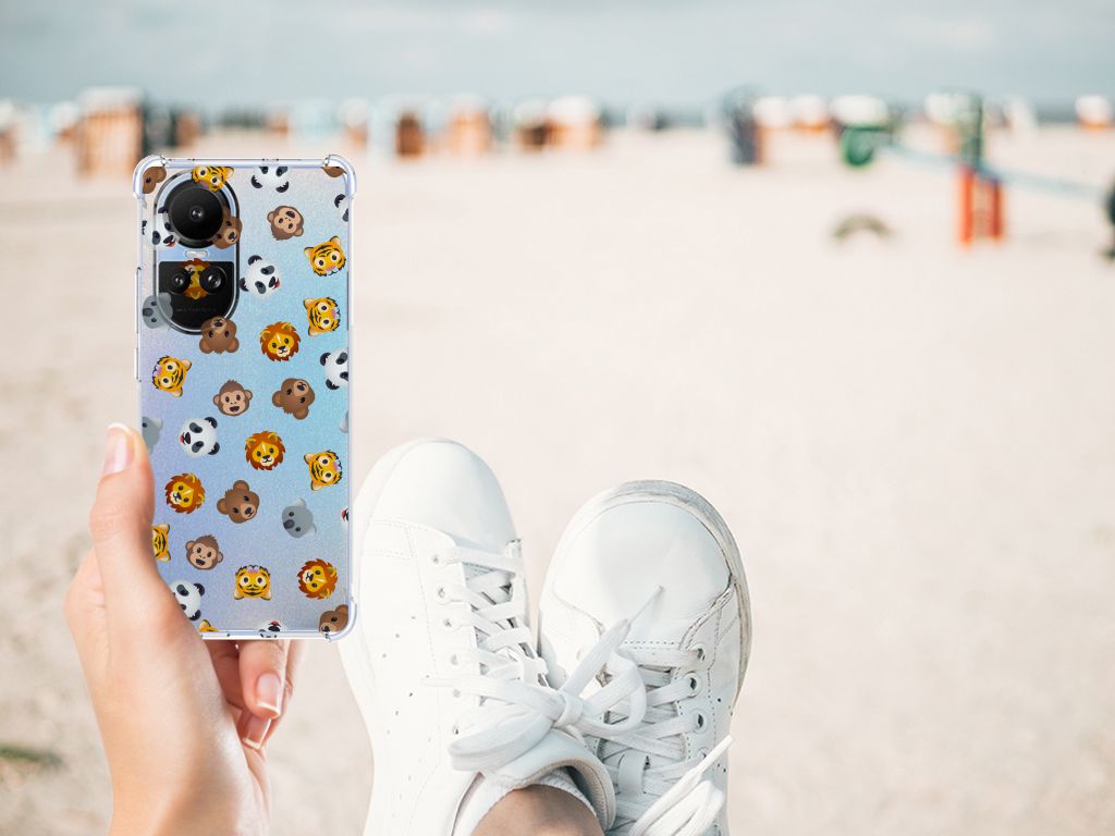Doorzichtige Silicone Hoesje voor OPPO Reno10 | 10 Pro Dieren Emojis B2C Telecom