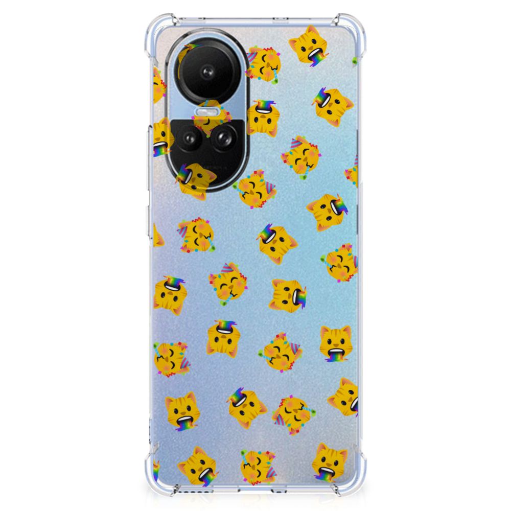 Doorzichtige Silicone Hoesje voor OPPO Reno10 | 10 Pro Katten Emojis B2C Telecom