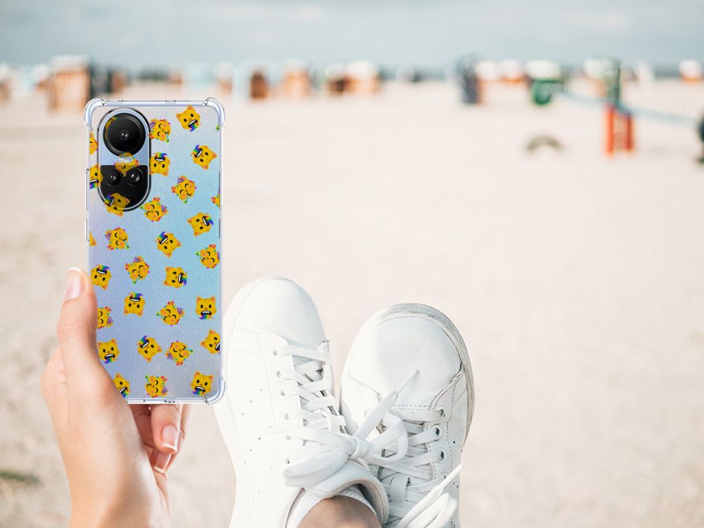 Doorzichtige Silicone Hoesje voor OPPO Reno10 | 10 Pro Katten Emojis B2C Telecom
