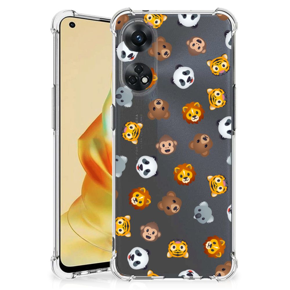 OPPO Reno8 T 4G Doorzichtige Silicone Hoesje Dieren Emojis achteraanzicht