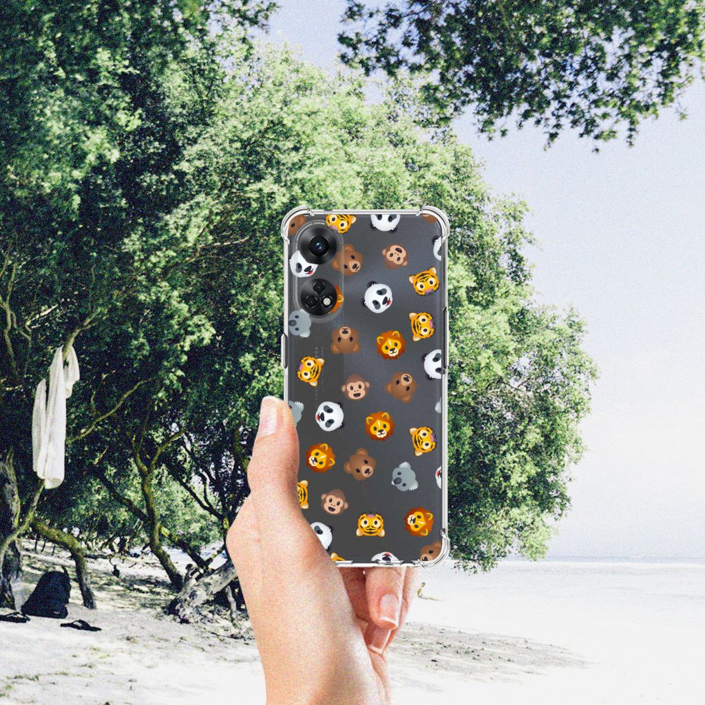 OPPO Reno8 T 4G Doorzichtige Silicone Hoesje voor OPPO Reno8 T 4G Dieren Emojis aanzicht
