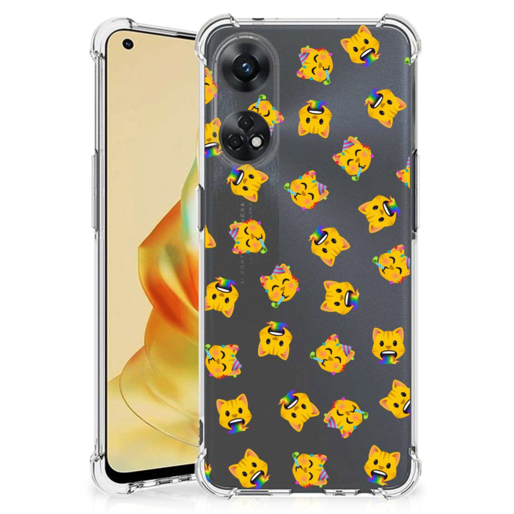 Doorzichtige Silicone Hoesje voor OPPO Reno8 T 4G Katten Emojis B2C Telecom