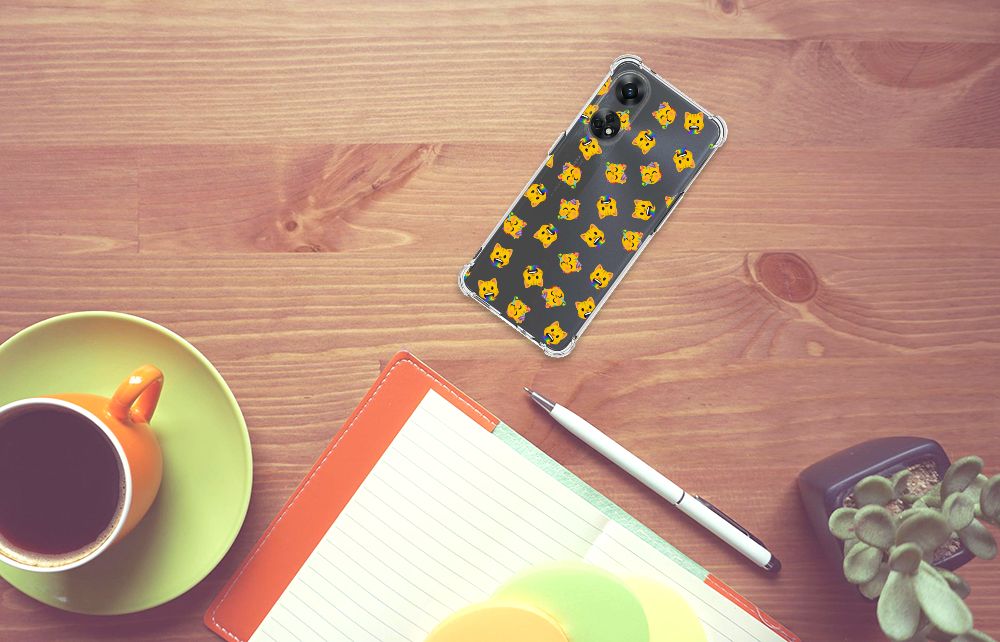Doorzichtige Silicone Hoesje voor OPPO Reno8 T 4G Katten Emojis B2C Telecom