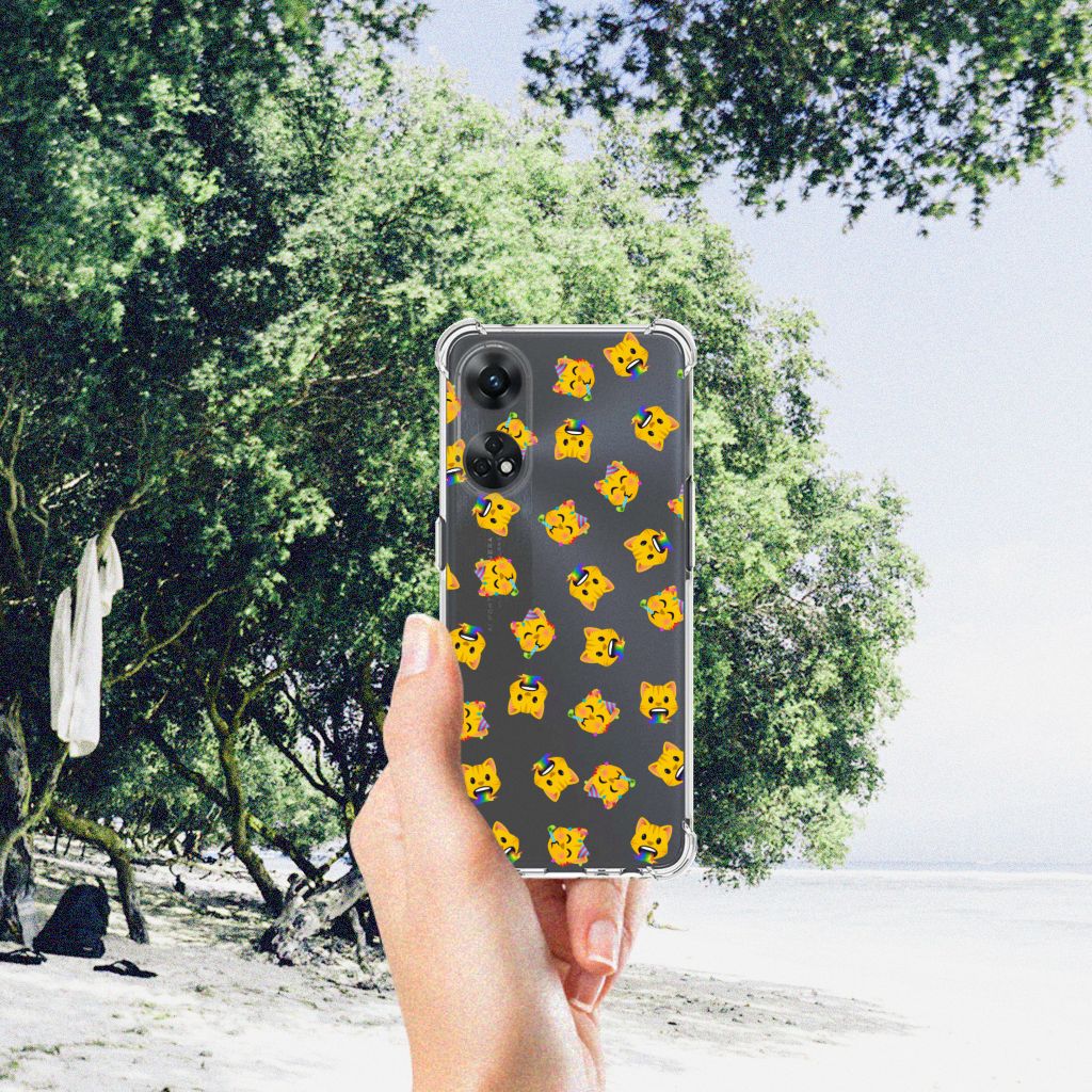 Doorzichtige Silicone Hoesje voor OPPO Reno8 T 4G Katten Emojis B2C Telecom