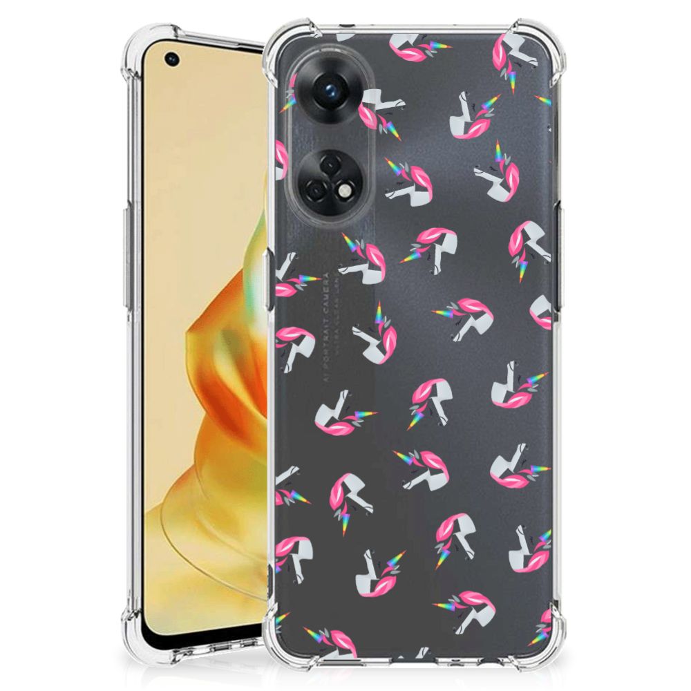 OPPO Reno8 T 4G Doorzichtige Silicone Hoesje Unicorns achterzijde