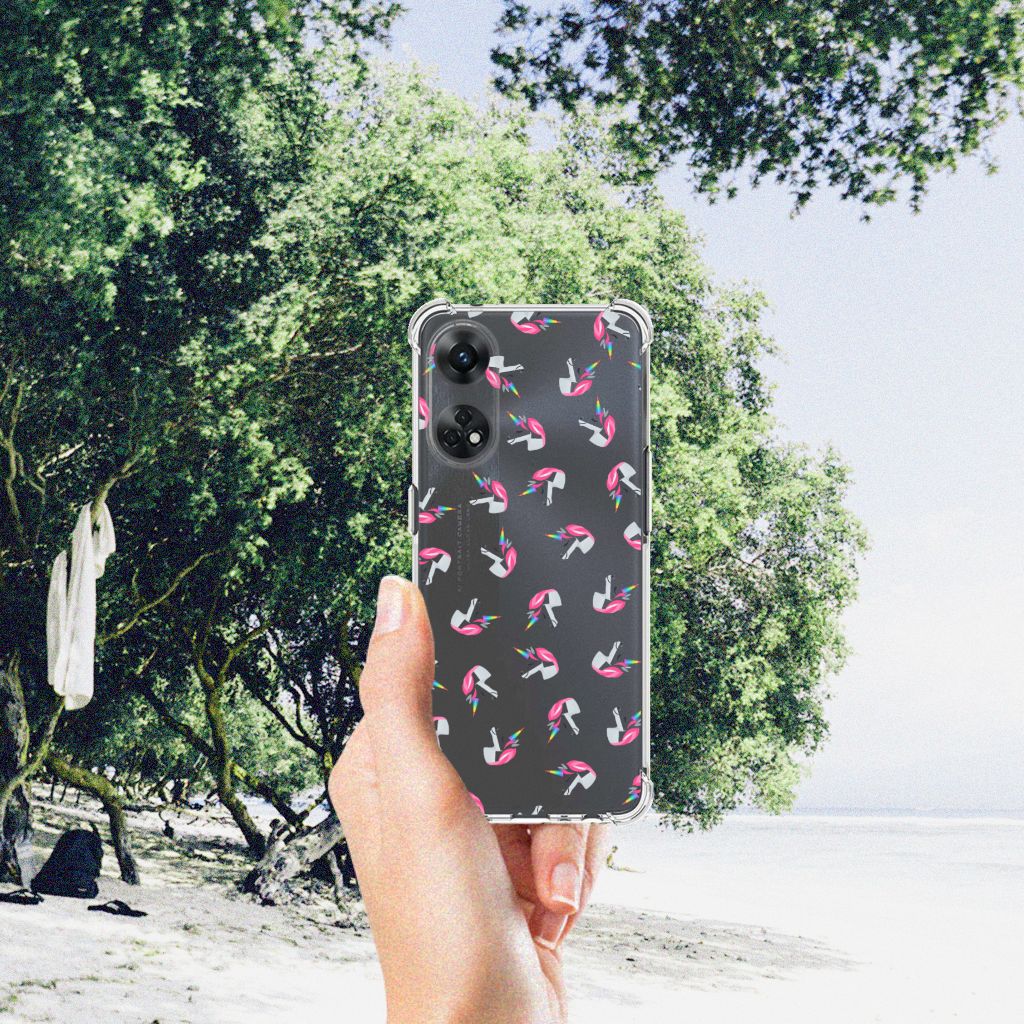 OPPO Reno8 T 4G Doorzichtige Silicone Hoesje Unicorns achterkant
