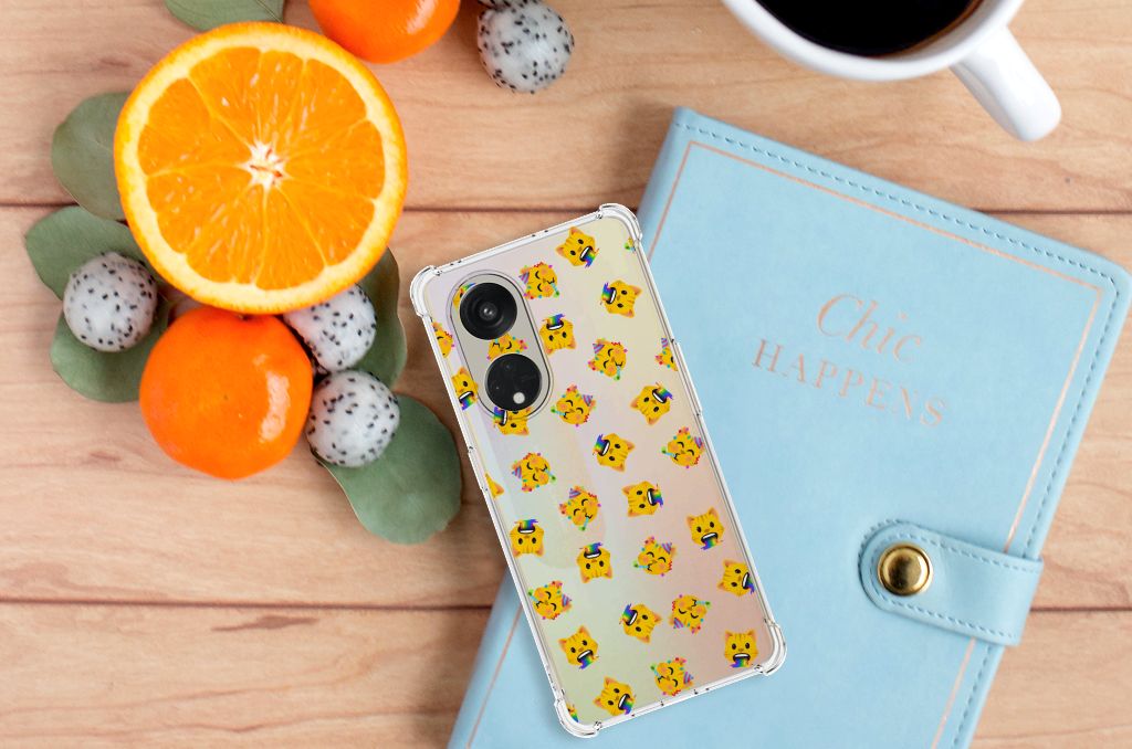 Doorzichtige Silicone Hoesje voor OPPO Reno8 T 5G Katten Emojis B2C Telecom